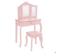 Coiffeuse et tabouret enfant ""Sissi"" rose L60cm - Atmosphera createur d'interieur