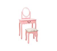 Vidaxl Coiffeuse Et Tabouret Rose 65x36x128 Cm Bois De Paulownia Mdf Multicolore