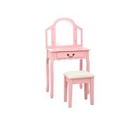 Coiffeuse et tabouret Rose 65x36x128 cm Bois de paulownia MDF289335