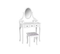 HOMCOM Coiffeuse Tabouret Style Baroque Blanc Élégant Chambre/Dressing | Aosom France