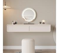 Coiffeuse Flottante à 2 Tiroirs, Bureau Mural Blanc Moderne, Stockage Multizone, Table de Chevet Suspendue pour Chambre Salon Cuisine Couloir(120 * 40 * 18cm/47.5 * 16 * 7in)