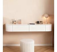 Coiffeuse Flottante avec Tiroirs, Bureau Mural Blanc Moderne, Meuble de Rangement Suspendu en Bois Simple, pour Chambre Salon Cuisine Couloir(100cm/39.5in)