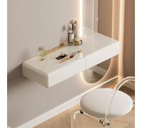 Coiffeuse Flottante avec Tiroirs, Table de Maquillage Murale, Table d'angle Moderne Blanche, Station de Lavabo Moderne, pour Chambre et Salon