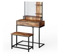 Vicco Coiffeuse Fyrk, Chêne Rustique/Noir, 80 cm avec Chaise