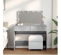 Coiffeuse - Gris béton - 100x40x120 cm - 2 tiroirs - Miroir avec LED
