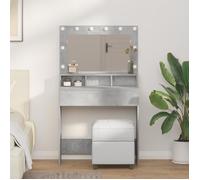 vidaXL Coiffeuse Gris béton Éclairage LED 79x41x135 cm Rangement intégré