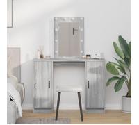 Coiffeuse - Gris Sonoma - 102x33x135 cm - Miroir inclus - Lumières LED intégrées