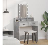 Coiffeuse - Grise en béton - 79x41x140 cm - 2 tiroirs - Éclairage LED intégré