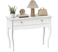 Coiffeuse - HOMCOM - grand tiroir et pieds cabriole - bureau coiffeuse pour chambre à coucher - 100 x 40 x 74 cm - blanc