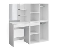 Coiffeuse Isabelle 140cm avec miroir et 2 meubles d'appoint Blanc Vicco 34452