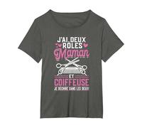 Coiffeuse - J'Ai Deux Rôles Maman Coiffeuse T-Shirt, Femme Grandes Tailles, Asphalte, 6X