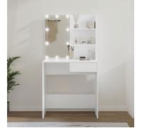 Coiffeuse - Kaptafel - 74,5x40x141 cm - LED avec USB - Bois d'ingénierie - Blanc