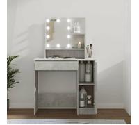 vidaXL Coiffeuse Kaptafel Gris béton LED 1 tiroir 86,5×35×136 cm