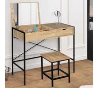 IDMarket - Coiffeuse Luis Miroir Rabattable avec Tabouret Design Industriel