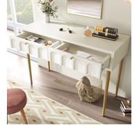 Coiffeuse Maisentiel Pure commode maquillage 2 tiroirs hauteur 76,5 cm blanc crème élégante