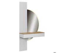 Coiffeuse Melina, 100cm avec miroir LED, blanc/chêne, , Vicco