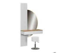 Coiffeuse Melina 100cm avec miroir LED et tabouret Blanc/Chêne Vicco 58448