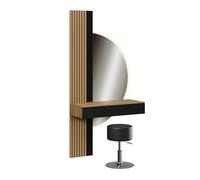 Vicco Coiffeuse Melina, Chêne/Noir, 100cm avec Miroir LED et Tabouret