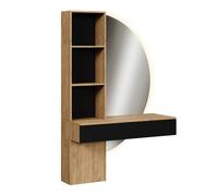 Coiffeuse Melora, 100cm avec miroir LED, Chêne/noir, , Vicco