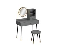Coiffeuse Mirela 90cm avec miroir LED et tabouret Gris Vicco 56652