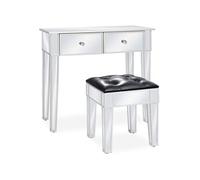 vidaXL Coiffeuse miroir avec tabouret MDF et verre