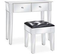 vidaXL Coiffeuse miroir avec tabouret MDF et verre