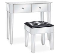 Coiffeuse Miroir avec Tabouret MDF Verre Cosmétique Table de Maquillage vidaXL