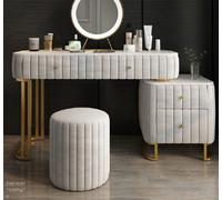 Coiffeuse Miroir Tabouret Complète Commode Chambre Meubles de Luxe Console Nouveau