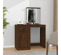Coiffeuse moderne avec miroir, aspect chêne marron, 90 x 50 x 132,5 cm, pour femme, peut être assemblée rapidement