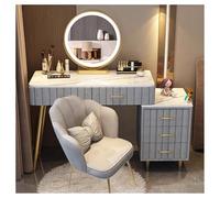 Coiffeuse Moderne avec Miroir et éclairage | Coiffeuse avec Table de Chevet réglable et 5 tiroirs de Rangement | pour Chambre à Coucher, 80 cm, Grise