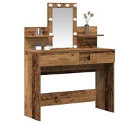 Coiffeuse moderne avec miroir et LED - vidaxl - Bois vieilli - Bois aggloméré - Marron - Éclairage LED