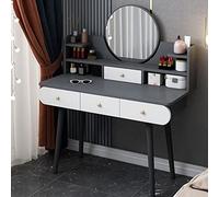 Coiffeuse moderne avec miroir réglable éclairé par LED 4 tiroirs et étagères ouvertes en bois pour chambre à coucher 100 x 40 x 120 cm B (C 100 x 40 x 120 cm