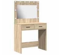 Coiffeuse moderne avec miroir - vidaXL - 78.5x41x135 cm - Éclairage LED - 2 tiroirs - Bois d'ingénierie - Beige