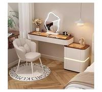 Coiffeuse Moderne avec tiroir - Petite Table de Maquillage pour Chambre à Coucher, 80 cm (L) x 40 cm (l) x 76 cm (H), Marron