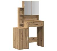 vidaXL Coiffeuse chêne artisanal - 80 x 35 x 132 cm - Bois d'ingénierie, miroir LED