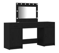 Coiffeuse moderne en chêne noir - vidaXL - 78,5x41x135 cm - Noir - Éclairage intégré - Deux grands tiroirs