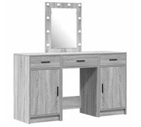 Coiffeuse moderne grise - vidaXL - 50x41x135 cm - Éclairage LED - Bois d'ingénierie - Rangement spacieux - Finition mate