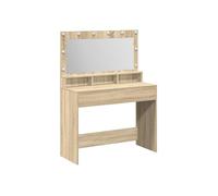 Coiffeuse moderne - vidaXL - 100x41x135 cm - Chêne Sonoma - Bois d'ingénierie - Miroir lumineux - Rangement intégré