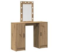 Vidaxl Table De Maquillage Avec Éclairage Led En Chêne Artisanal 102x33x135 Cm