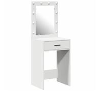 vidaXL Coiffeuse moderne – 50x41x135 cm Blanc – Bois d'ingénierie, LED, USB, 2 tiroirs, miroir plan