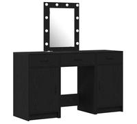 Set de table de maquillage 3 pièces avec éclairage LED en bois noir