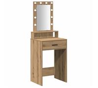 vidaXL Coiffeuse moderne 50x41x140 cm Marron Bois d'ingénierie Miroir avec LED Tiroirs spacieux