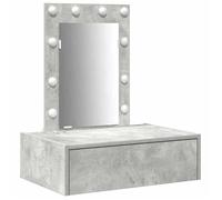 vidaXL Table de Maquillage Moderne avec Éclairage LED Intégré et Rangement Finition Gris Béton Élégante pour Chambres Espaces de Toilettage