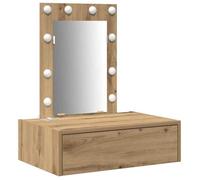 Coiffeuse moderne - vidaXL - 60x40x70 cm - Marron - Bois d'ingénierie - 1 tiroir - Miroir plan - Éclairage LED