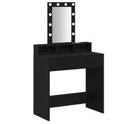 Coiffeuse moderne - vidaXL - 79x41x140 cm - Noir - Bois d'ingénierie - Miroir avec éclairage LED - 1 tiroir - Port USB
