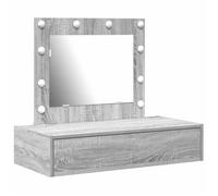 Coiffeuse moderne - vidaXL - 83x40x70 cm - Gris - Bois d'ingénierie - Miroir avec LED - 1 tiroir - Rangement intégré