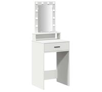 vidaXL Coiffeuse moderne - Blanc en bois d'ingénierie, miroir LED, 1 tiroir, port USB