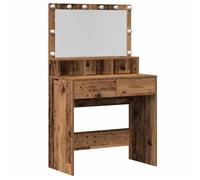 Coiffeuse moderne - vidaXL - Bois ancien - 80x41x134,5 cm - Miroir LED - USB - 2 tiroirs - 2 étagères