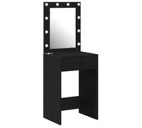 Coiffeuse moderne - vidaXL - Chêne noir - 50x41x135 cm - Éclairage LED - USB - 2 tiroirs - Miroir plan - Rangement