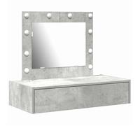 Coiffeuse moderne - vidaXL - Gris - Bois d'ingénierie - 83x40x70 cm - 1 tiroir - Miroir intégré - Éclairage LED